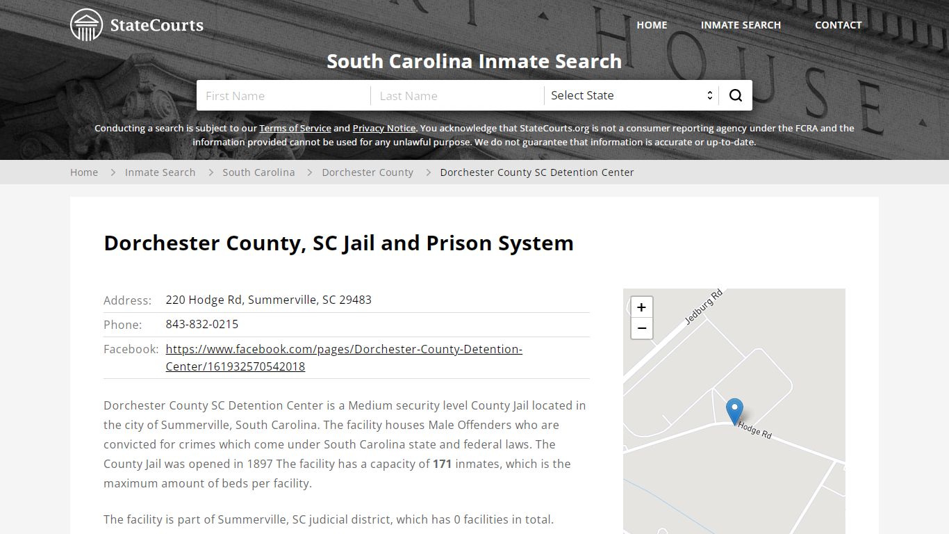 Dorchester County SC Detention Center Inmate Records ...